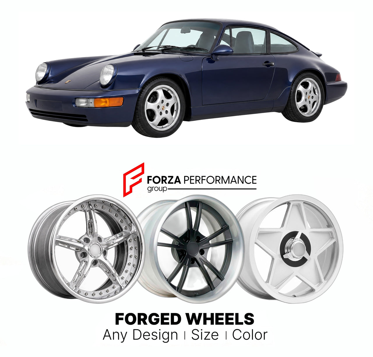 CUSTOM CLASSIC VINTAGE RESTOMOD RETRO OLD SCHOOL FORGED WHEELS RIMS for PORSCHE 911 964 1989 - 1994

Custom forged wheels for Porsche 911 964 1989 - 1994. Classic, vintage, restomod wheel designs made to order in custom sizes, offsets, colors and finishes.

We manufacture premium quality forged wheels rims for Porsche 911 964 1989 - 1994 in any design, size, color.

THIS WHEEL DESIGN CAN BE CUSTOM-MADE FOR YOUR CAR IN ANY SIZE AND COLOR OPTIONS
Available in monoblock, 2-piece, 3-piece, duoblock, beadlock
3D