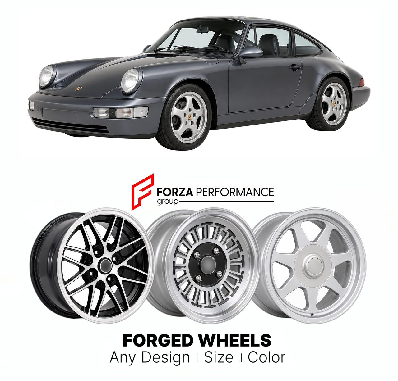 CUSTOM CLASSIC VINTAGE RESTOMOD RETRO OLD SCHOOL FORGED WHEELS RIMS for PORSCHE 911 964 CARR 1989 - 1994

Custom forged wheels for Porsche 911 964 Carr 1989 - 1994. Classic, vintage, restomod wheel designs made to order in custom sizes, offsets, colors and finishes.

We manufacture premium quality forged wheels rims for Porsche 911 964 Carr 1989 - 1994 in any design, size, color.

THIS WHEEL DESIGN CAN BE CUSTOM-MADE FOR YOUR CAR IN ANY SIZE AND COLOR OPTIONS
Available in monoblock, 2-piece, 3-piece, duoblo