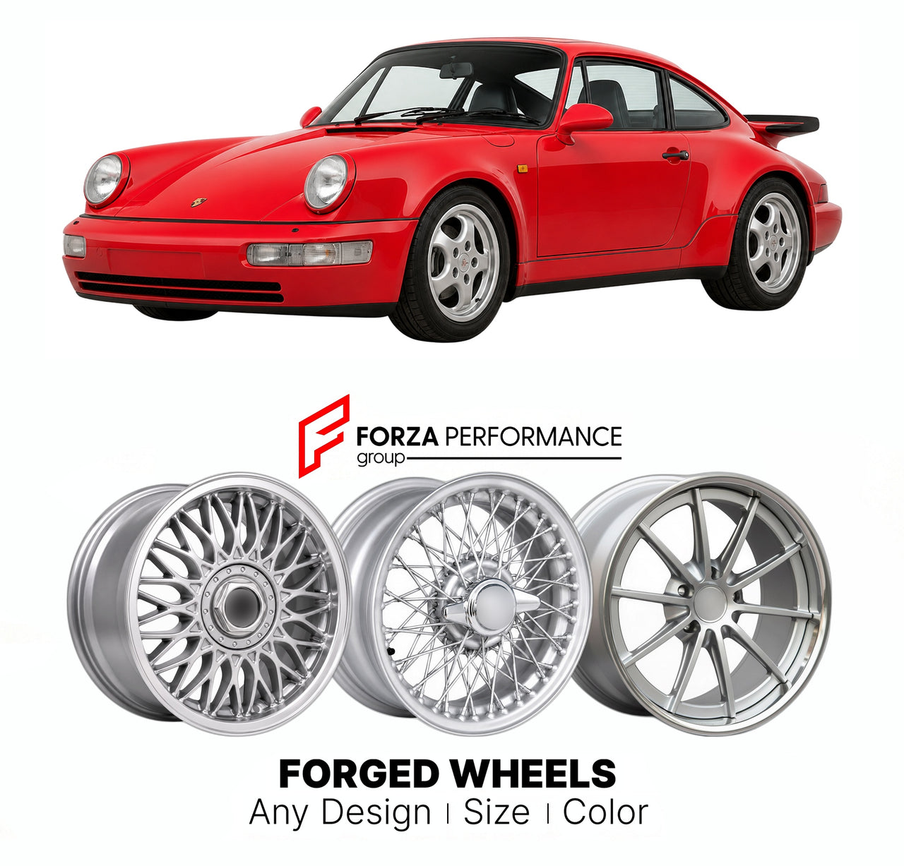 CUSTOM CLASSIC VINTAGE RESTOMOD RETRO OLD SCHOOL FORGED WHEELS RIMS for PORSCHE 911 964 TURBO 1990 - 1994

Custom forged wheels for Porsche 911 964 Turbo 1990 - 1994. Classic, vintage, restomod wheel designs made to order in custom sizes, offsets, colors and finishes.

We manufacture premium quality forged wheels rims for Porsche 911 964 Turbo 1990 - 1994 in any design, size, color.

THIS WHEEL DESIGN CAN BE CUSTOM-MADE FOR YOUR CAR IN ANY SIZE AND COLOR OPTIONS
Available in monoblock, 2-piece, 3-piece, duo