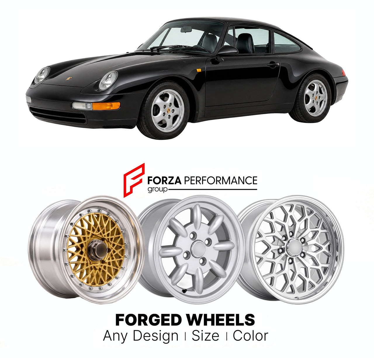 CUSTOM CLASSIC VINTAGE RESTOMOD RETRO OLD SCHOOL FORGED WHEELS RIMS for PORSCHE 911 993 CARR 1993 - 1998

Custom forged wheels for Porsche 911 993 Carr 1993 - 1998. Classic, vintage, restomod wheel designs made to order in custom sizes, offsets, colors and finishes.

We manufacture premium quality forged wheels rims for Porsche 911 993 Carr 1993 - 1998 in any design, size, color.

THIS WHEEL DESIGN CAN BE CUSTOM-MADE FOR YOUR CAR IN ANY SIZE AND COLOR OPTIONS
Available in monoblock, 2-piece, 3-piece, duoblo