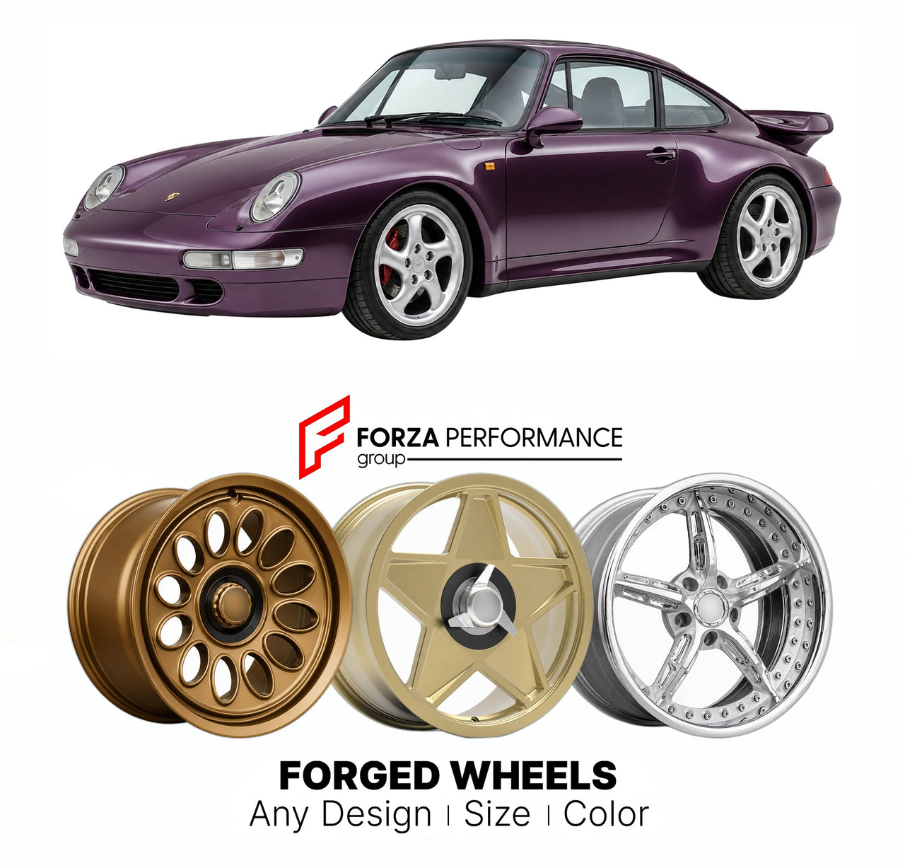 CUSTOM CLASSIC VINTAGE RESTOMOD RETRO OLD SCHOOL FORGED WHEELS RIMS for PORSCHE 911 993 TURBO 1995 - 1998

Custom forged wheels for Porsche 911 993 Turbo 1995 - 1998. Classic, vintage, restomod wheel designs made to order in custom sizes, offsets, colors and finishes.

We manufacture premium quality forged wheels rims for Porsche 911 993 Turbo 1995 - 1998 in any design, size, color.

THIS WHEEL DESIGN CAN BE CUSTOM-MADE FOR YOUR CAR IN ANY SIZE AND COLOR OPTIONS
Available in monoblock, 2-piece, 3-piece, duo