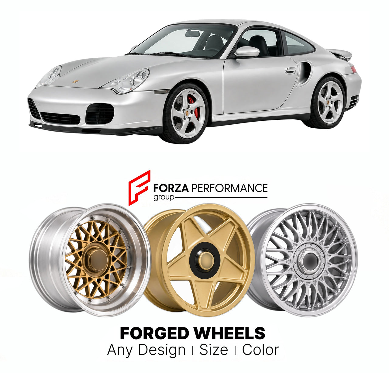 CUSTOM CLASSIC VINTAGE RESTOMOD RETRO OLD SCHOOL FORGED WHEELS RIMS for PORSCHE 911 996 TURBO 2000 - 2005

Custom forged wheels for Porsche 911 996 Turbo 2000 - 2005. Classic, vintage, restomod wheel designs made to order in custom sizes, offsets, colors and finishes.

We manufacture premium quality forged wheels rims for Porsche 911 996 Turbo 2000 - 2005 in any design, size, color.

THIS WHEEL DESIGN CAN BE CUSTOM-MADE FOR YOUR CAR IN ANY SIZE AND COLOR OPTIONS
Available in monoblock, 2-piece, 3-piece, duo