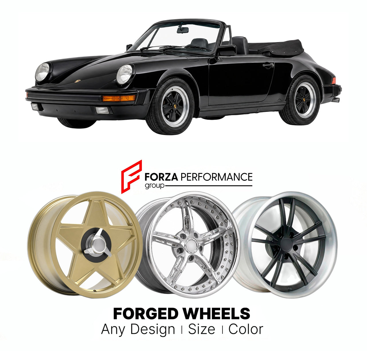 CUSTOM CLASSIC VINTAGE RESTOMOD RETRO OLD SCHOOL FORGED WHEELS RIMS for PORSCHE 911 CARR 3.2 SPORT CABRIOLET G-SERIES G50 1987 - 1989

Custom forged wheels for Porsche 911 Carr 3.2 Sport Cabriolet G-Series G50 1987 - 1989. Classic, vintage, restomod wheel designs made to order in custom sizes, offsets, colors and finishes.

We manufacture premium quality forged wheels rims for Porsche 911 Carr 3.2 Sport Cabriolet G-Series G50 1987 - 1989 in any design, size, color.

THIS WHEEL DESIGN CAN BE CUSTOM-MADE FOR 