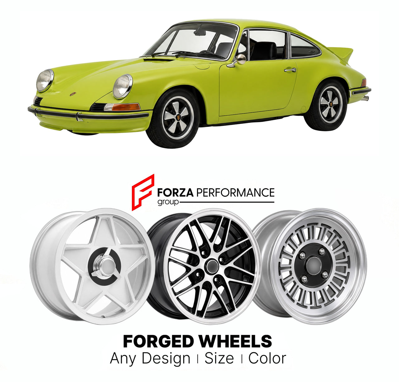 CUSTOM CLASSIC VINTAGE RESTOMOD RETRO OLD SCHOOL FORGED WHEELS RIMS for PORSCHE 911 CARR RS 2.7 1972 - 1973

Custom forged wheels for Porsche 911 Carr RS 2.7 1972 - 1973. Classic, vintage, restomod wheel designs made to order in custom sizes, offsets, colors and finishes.

We manufacture premium quality forged wheels rims for Porsche 911 Carr RS 2.7 1972 - 1973 in any design, size, color.

THIS WHEEL DESIGN CAN BE CUSTOM-MADE FOR YOUR CAR IN ANY SIZE AND COLOR OPTIONS
Available in monoblock, 2-piece, 3-piec