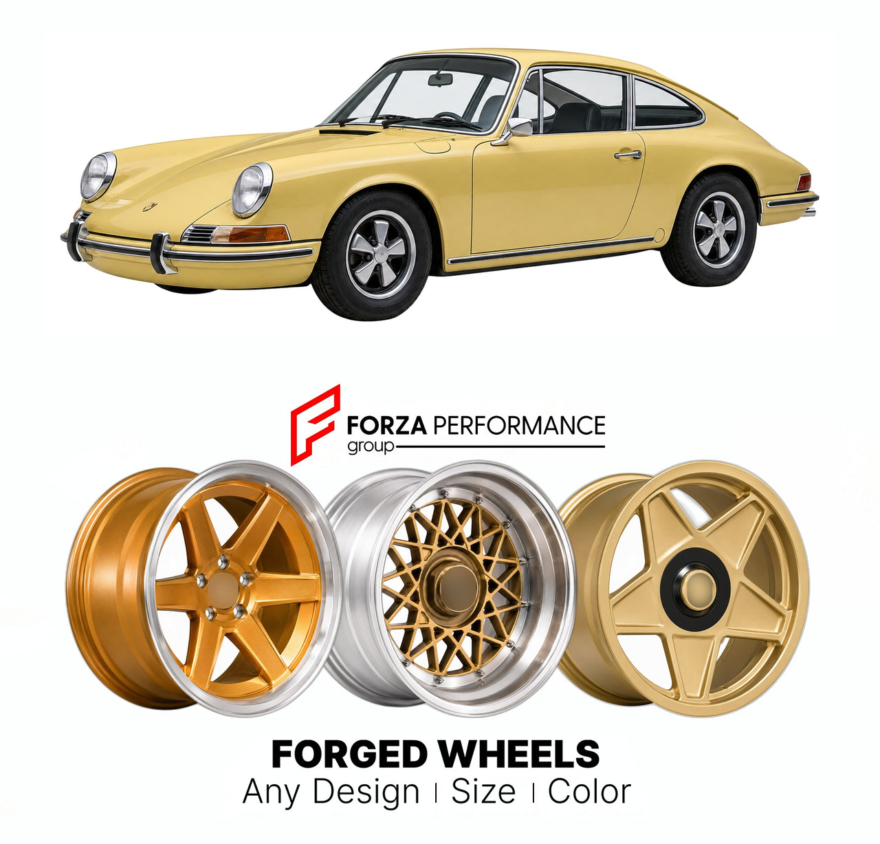 CUSTOM CLASSIC VINTAGE RESTOMOD RETRO OLD SCHOOL FORGED WHEELS RIMS for PORSCHE 911 LWB 1969 - 1973

Custom forged wheels for Porsche 911 LWB 1969 - 1973. Classic, vintage, restomod wheel designs made to order in custom sizes, offsets, colors and finishes.

We manufacture premium quality forged wheels rims for Porsche 911 LWB 1969 - 1973 in any design, size, color.

THIS WHEEL DESIGN CAN BE CUSTOM-MADE FOR YOUR CAR IN ANY SIZE AND COLOR OPTIONS
Available in monoblock, 2-piece, 3-piece, duoblock, beadlock
3D