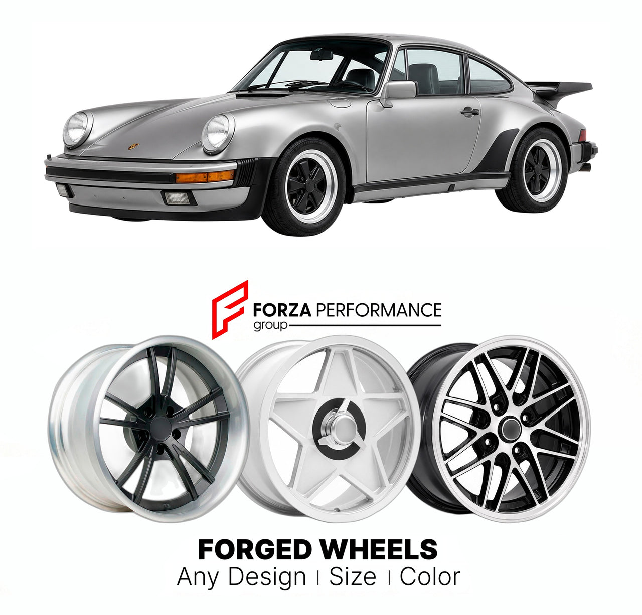 CUSTOM CLASSIC VINTAGE RESTOMOD RETRO OLD SCHOOL FORGED WHEELS RIMS for PORSCHE 911 TURBO 930 1975 - 1989

Custom forged wheels for Porsche 911 Turbo 930 1975 - 1989. Classic, vintage, restomod wheel designs made to order in custom sizes, offsets, colors and finishes.

We manufacture premium quality forged wheels rims for Porsche 911 Turbo 930 1975 - 1989 in any design, size, color.

THIS WHEEL DESIGN CAN BE CUSTOM-MADE FOR YOUR CAR IN ANY SIZE AND COLOR OPTIONS
Available in monoblock, 2-piece, 3-piece, duo