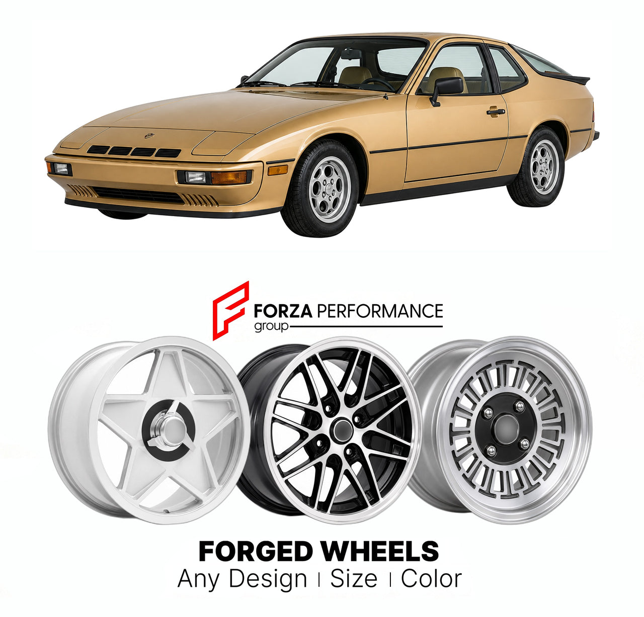 CUSTOM CLASSIC VINTAGE RESTOMOD RETRO OLD SCHOOL FORGED WHEELS RIMS for PORSCHE 924 TURBO 1978 - 1982

Custom forged wheels for Porsche 924 Turbo 1978 - 1982. Classic, vintage, restomod wheel designs made to order in custom sizes, offsets, colors and finishes.

We manufacture premium quality forged wheels rims for Porsche 924 Turbo 1978 - 1982 in any design, size, color.

THIS WHEEL DESIGN CAN BE CUSTOM-MADE FOR YOUR CAR IN ANY SIZE AND COLOR OPTIONS
Available in monoblock, 2-piece, 3-piece, duoblock, beadl