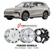 Custom forged wheels for Proton Geely E.MAS 7 Galaxy E5 Twin 2024+. Made-to-order monoblock, 2-piece and 3-piece wheels in custom sizes, offsets, colors and finishes with guaranteed vehicle fitment.

We manufacture premium quality forged wheels rims for Proton Geely E.MAS 7 Galaxy E5 Twin 2024+ in any design, size, color.

THIS WHEEL DESIGN CAN BE CUSTOM-MADE FOR YOUR CAR IN ANY SIZE AND COLOR OPTIONS
Available in monoblock, 2-piece, 3-piece, duoblock, beadlock
3D wheel renderings are provided according to 