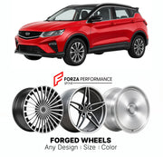 Custom forged wheels for Proton Geely X50 Binyue Twin 2020+. Made-to-order monoblock, 2-piece and 3-piece wheels in custom sizes, offsets, colors and finishes with guaranteed vehicle fitment.

We manufacture premium quality forged wheels rims for Proton Geely X50 Binyue Twin 2020+ in any design, size, color.

THIS WHEEL DESIGN CAN BE CUSTOM-MADE FOR YOUR CAR IN ANY SIZE AND COLOR OPTIONS
Available in monoblock, 2-piece, 3-piece, duoblock, beadlock
3D wheel renderings are provided according to the exact dime