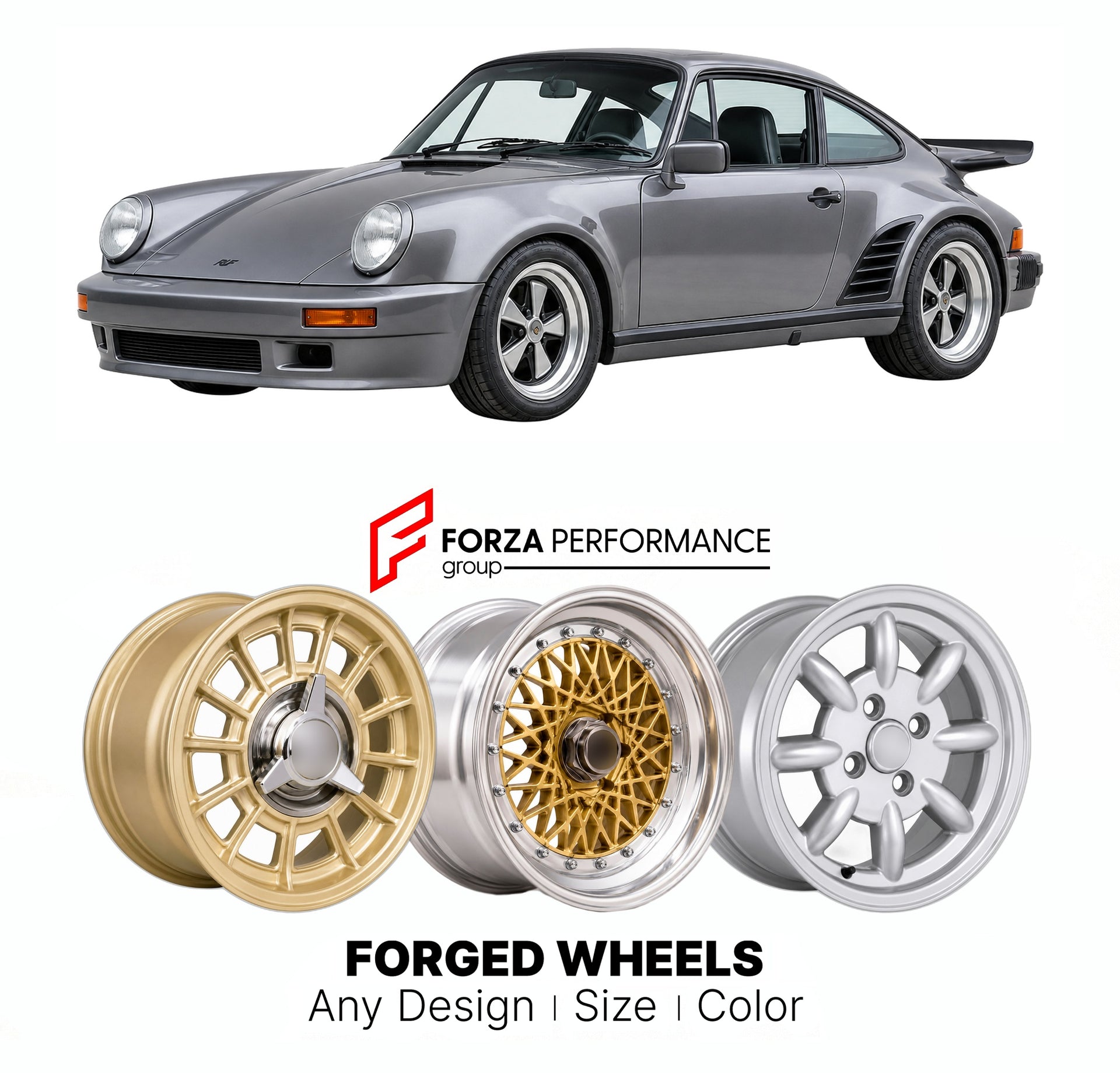 CUSTOM CLASSIC VINTAGE RESTOMOD RETRO OLD SCHOOL FORGED WHEELS RIMS for RUF BTR 1983 - 1989

Custom forged wheels for RUF BTR 1983 - 1989. Classic, vintage, restomod wheel designs made to order in custom sizes, offsets, colors and finishes.

We manufacture premium quality forged wheels rims for RUF BTR 1983 - 1989 in any design, size, color.

THIS WHEEL DESIGN CAN BE CUSTOM-MADE FOR YOUR CAR IN ANY SIZE AND COLOR OPTIONS
Available in monoblock, 2-piece, 3-piece, duoblock, beadlock
3D wheel renderings are pr