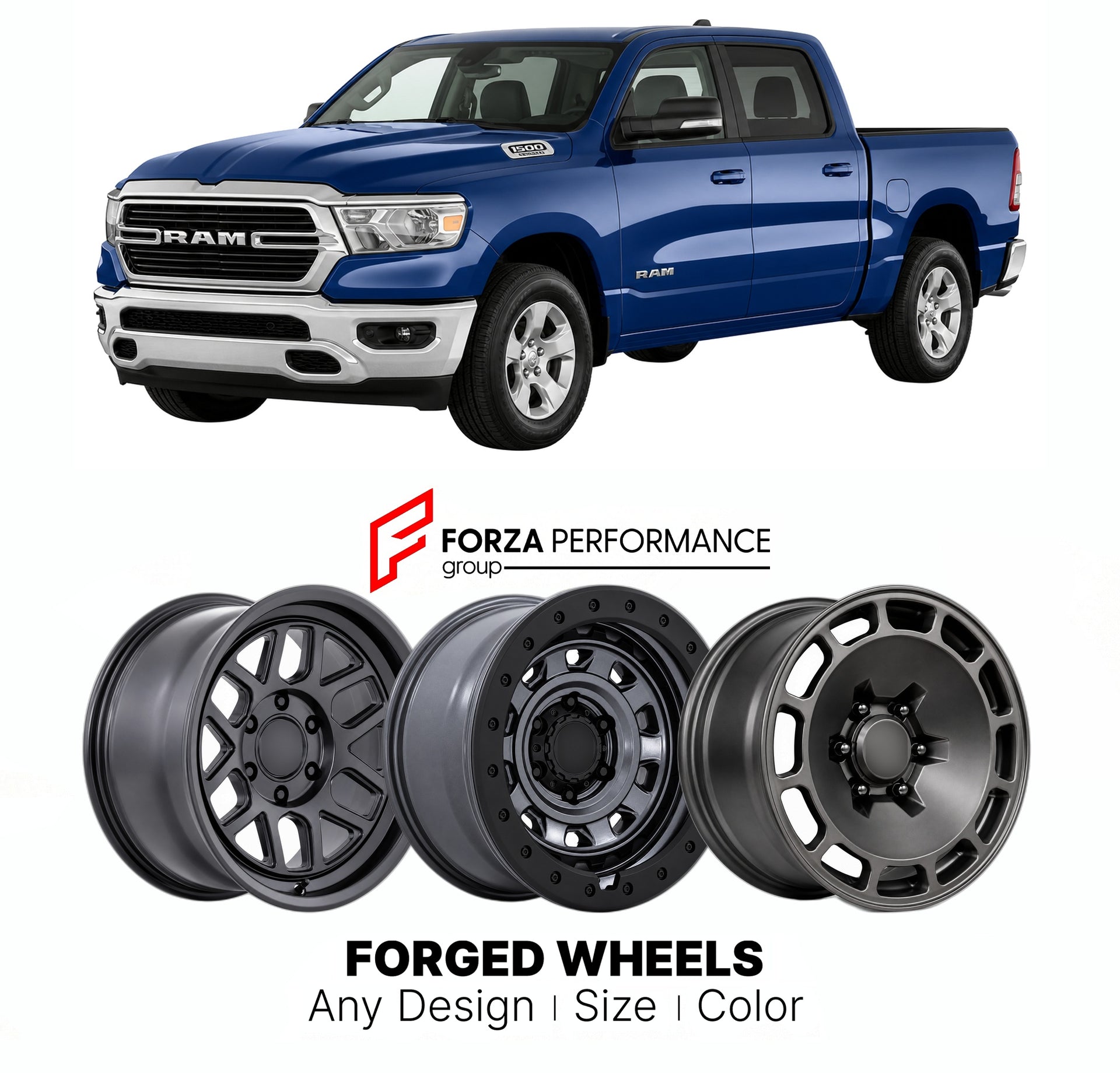FORGED WHEELS RIMS for RAM 1500 BIG HORN 2019+

Custom forged wheels for Ram 1500 Big Horn 2019+. Made-to-order monoblock, 2-piece and 3-piece rims in custom sizes, offsets, colors and finishes with guaranteed fitment.

We manufacture premium quality forged wheels rims for Ram 1500 Big Horn 2019+ in any design, size, color.

THIS WHEEL DESIGN CAN BE CUSTOM-MADE FOR YOUR CAR IN ANY SIZE AND COLOR OPTIONS
Available in monoblock, 2-piece, 3-piece, duoblock, beadlock
3D wheel renderings are provided according t