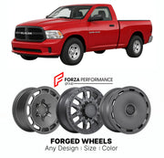 FORGED WHEELS RIMS for RAM 1500 EXPRESS 2009 - 2018

Custom forged wheels for Ram 1500 Express 2009 - 2018. Made-to-order monoblock, 2-piece and 3-piece rims in custom sizes, offsets, colors and finishes with guaranteed fitment.

We manufacture premium quality forged wheels rims for Ram 1500 Express 2009 - 2018 in any design, size, color.

THIS WHEEL DESIGN CAN BE CUSTOM-MADE FOR YOUR CAR IN ANY SIZE AND COLOR OPTIONS
Available in monoblock, 2-piece, 3-piece, duoblock, beadlock
3D wheel renderings are provi