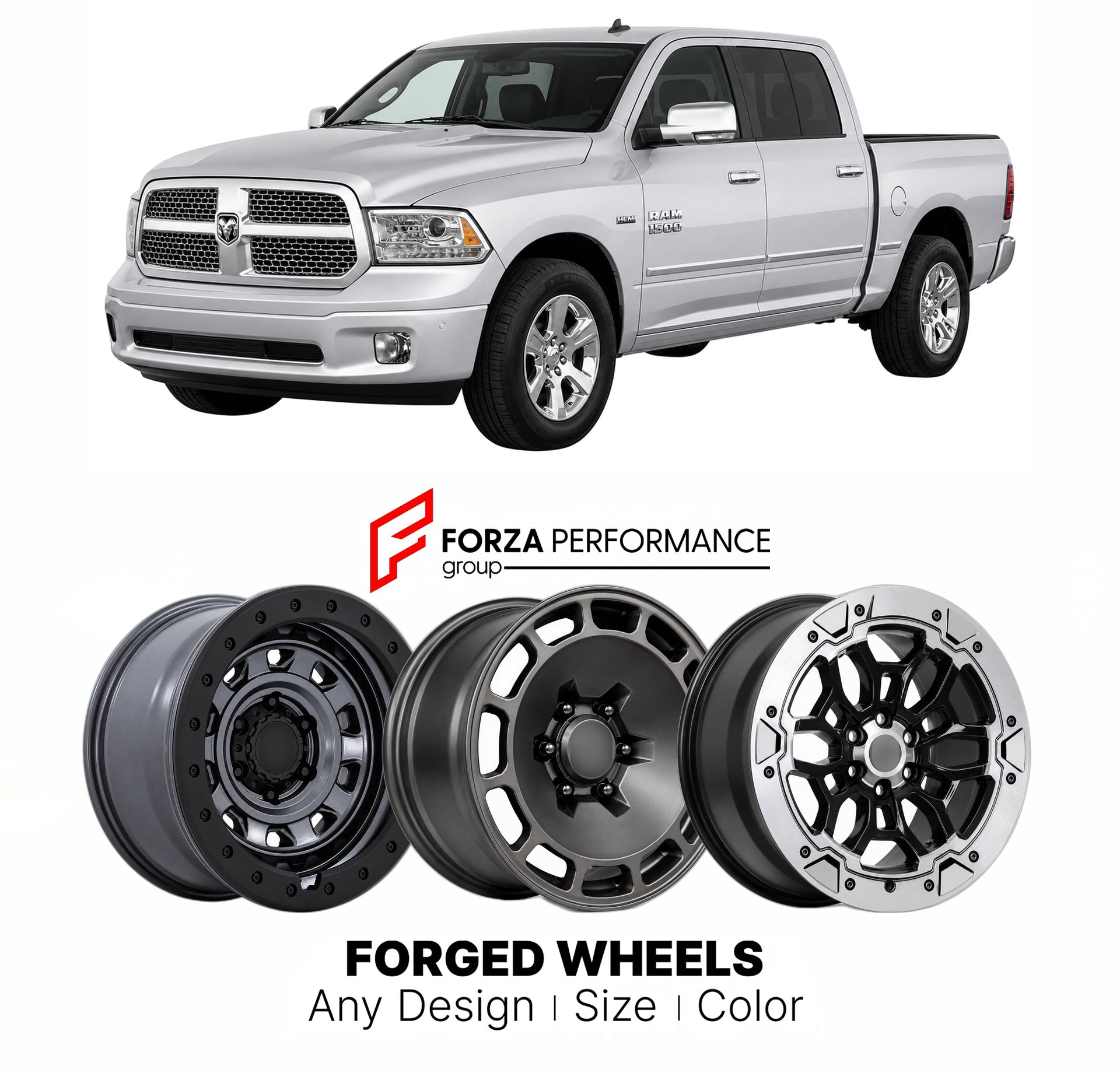 FORGED WHEELS RIMS for RAM 1500 LIMITED 2009 - 2018

Custom forged wheels for Ram 1500 Limited 2009 - 2018. Made-to-order monoblock, 2-piece and 3-piece rims in custom sizes, offsets, colors and finishes with guaranteed fitment.

We manufacture premium quality forged wheels rims for Ram 1500 Limited 2009 - 2018 in any design, size, color.

THIS WHEEL DESIGN CAN BE CUSTOM-MADE FOR YOUR CAR IN ANY SIZE AND COLOR OPTIONS
Available in monoblock, 2-piece, 3-piece, duoblock, beadlock
3D wheel renderings are provi