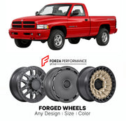 FORGED WHEELS RIMS for RAM 1500 OFF-ROAD EDITION DODGE 1994 - 2001

Custom forged wheels for Ram 1500 Off-Road Edition Dodge 1994 - 2001. Made-to-order monoblock, 2-piece and 3-piece rims in custom sizes, offsets, colors and finishes with guaranteed fitment.

We manufacture premium quality forged wheels rims for Ram 1500 Off-Road Edition Dodge 1994 - 2001 in any design, size, color.

THIS WHEEL DESIGN CAN BE CUSTOM-MADE FOR YOUR CAR IN ANY SIZE AND COLOR OPTIONS
Available in monoblock, 2-piece, 3-piece, duo