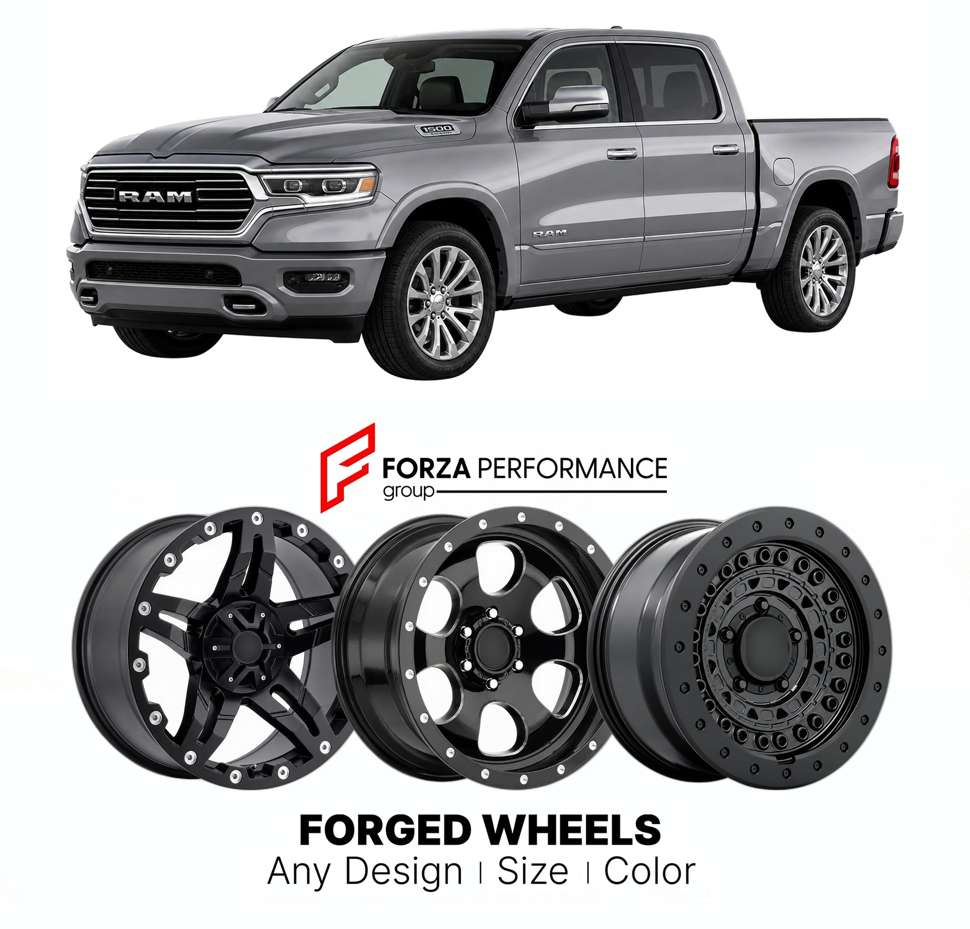 FORGED WHEELS RIMS for RAM 1500 TUNGSTEN 2019+

Custom forged wheels for Ram 1500 Tungsten 2019+. Made-to-order monoblock, 2-piece and 3-piece rims in custom sizes, offsets, colors and finishes with guaranteed fitment.

We manufacture premium quality forged wheels rims for Ram 1500 Tungsten 2019+ in any design, size, color.

THIS WHEEL DESIGN CAN BE CUSTOM-MADE FOR YOUR CAR IN ANY SIZE AND COLOR OPTIONS
Available in monoblock, 2-piece, 3-piece, duoblock, beadlock
3D wheel renderings are provided according t