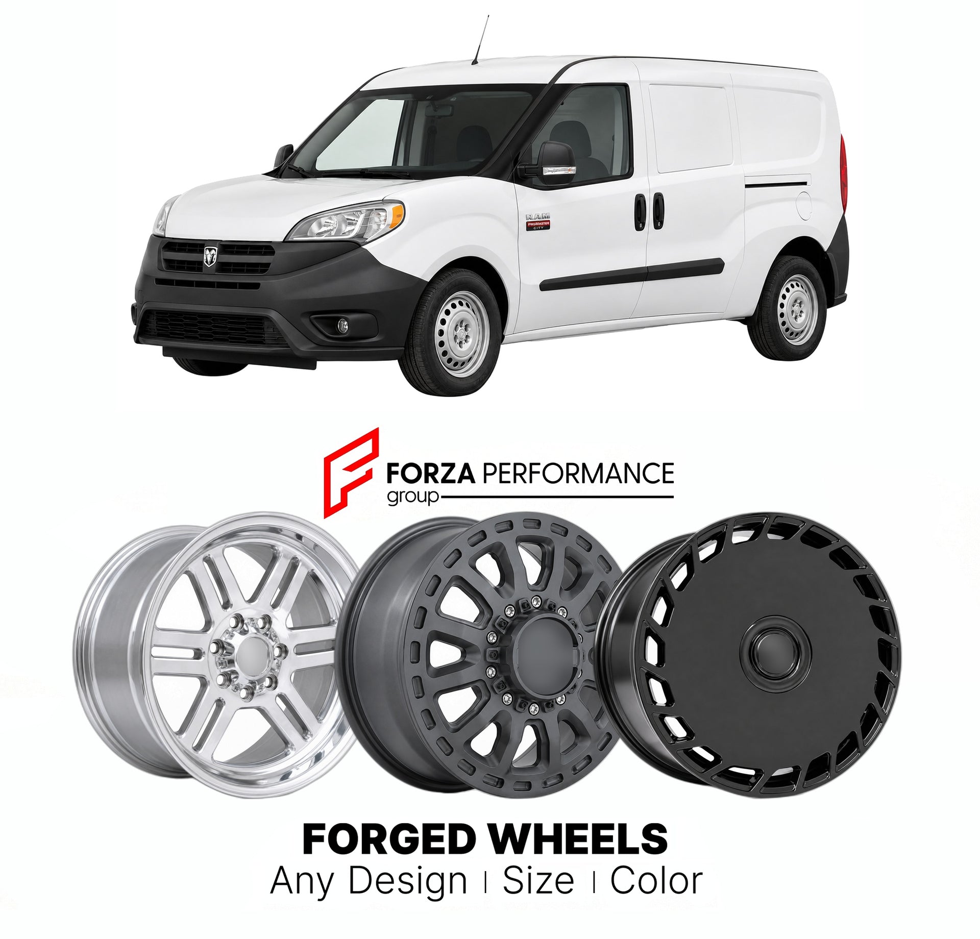 FORGED WHEELS RIMS for RAM PROMASTER CITY 2015 - 2022

Custom forged wheels for Ram ProMaster City 2015 - 2022. Made-to-order monoblock, 2-piece and 3-piece rims in custom sizes, offsets, colors and finishes with guaranteed fitment.

We manufacture premium quality forged wheels rims for Ram ProMaster City 2015 - 2022 in any design, size, color.

THIS WHEEL DESIGN CAN BE CUSTOM-MADE FOR YOUR CAR IN ANY SIZE AND COLOR OPTIONS
Available in monoblock, 2-piece, 3-piece, duoblock, beadlock
3D wheel renderings are