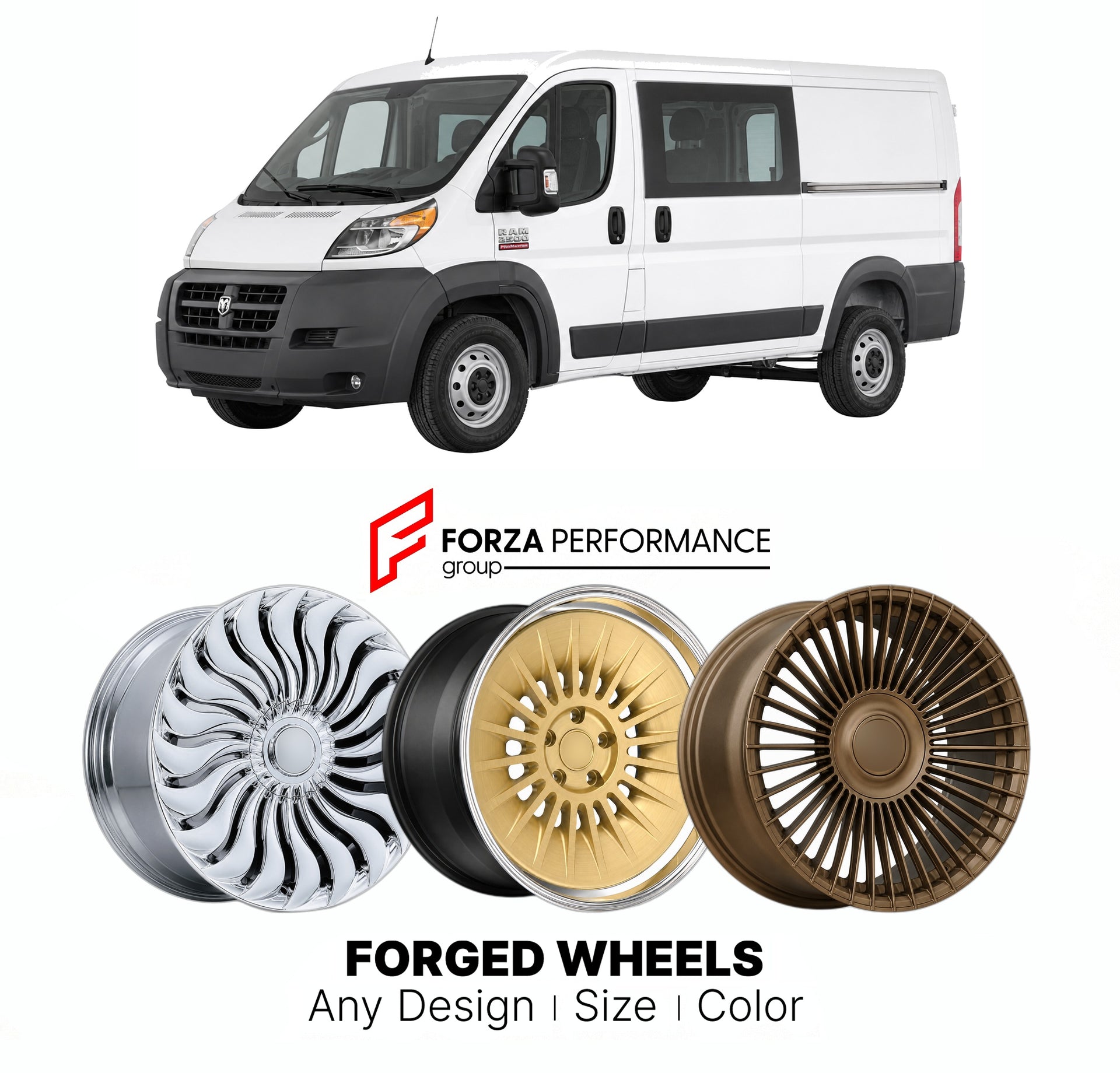 FORGED WHEELS RIMS for RAM PROMASTER CREW VAN 2014+

Custom forged wheels for Ram ProMaster Crew Van 2014+. Made-to-order monoblock, 2-piece and 3-piece rims in custom sizes, offsets, colors and finishes with guaranteed fitment.

We manufacture premium quality forged wheels rims for Ram ProMaster Crew Van 2014+ in any design, size, color.

THIS WHEEL DESIGN CAN BE CUSTOM-MADE FOR YOUR CAR IN ANY SIZE AND COLOR OPTIONS
Available in monoblock, 2-piece, 3-piece, duoblock, beadlock
3D wheel renderings are provi