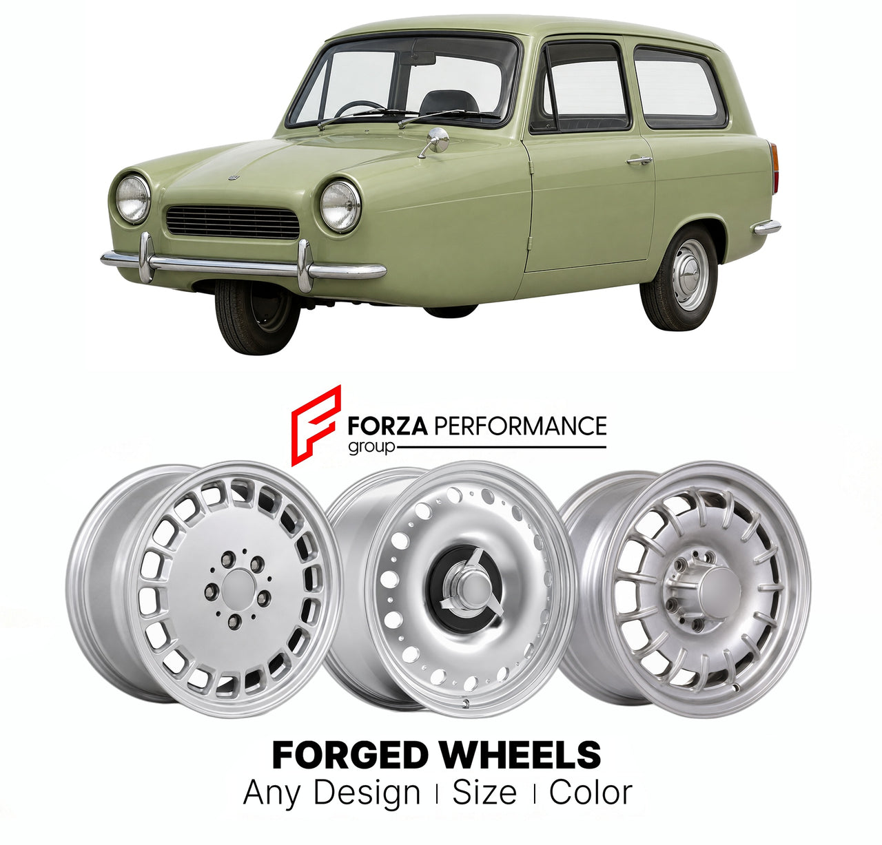 CUSTOM CLASSIC VINTAGE RESTOMOD RETRO OLD SCHOOL FORGED WHEELS RIMS for RELIANT ROBIN MK 1 1973 - 1981

Custom forged wheels for Reliant Robin MK 1 1973 - 1981. Classic, vintage, restomod wheel designs made to order in custom sizes, offsets, colors and finishes.

We manufacture premium quality forged wheels rims for Reliant Robin MK 1 1973 - 1981 in any design, size, color.

THIS WHEEL DESIGN CAN BE CUSTOM-MADE FOR YOUR CAR IN ANY SIZE AND COLOR OPTIONS
Available in monoblock, 2-piece, 3-piece, duoblock, be