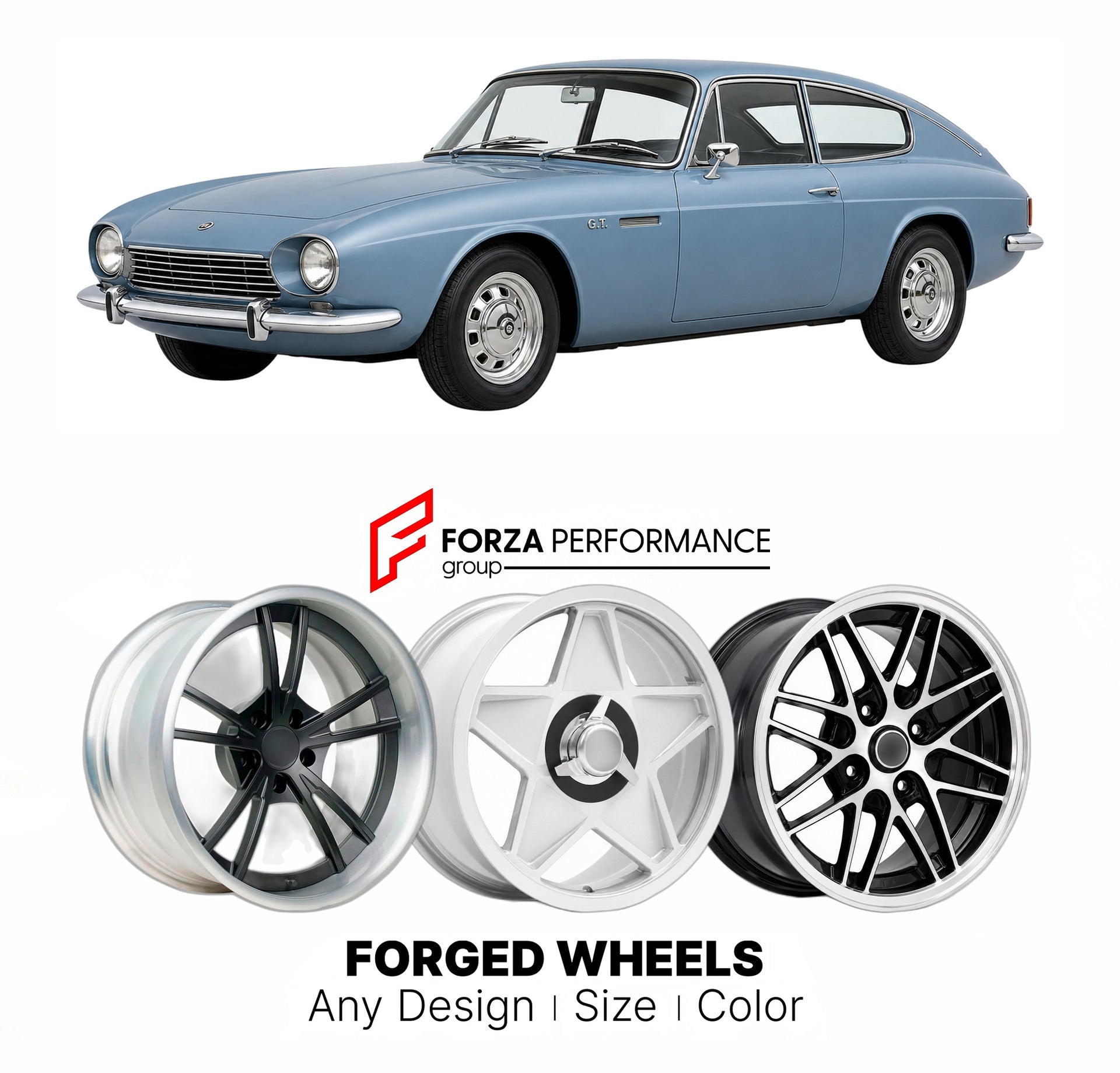 CUSTOM CLASSIC VINTAGE RESTOMOD RETRO OLD SCHOOL FORGED WHEELS RIMS for RELIANT SCIMITAR GT SE4 1964 - 1970

Custom forged wheels for Reliant Scimitar GT SE4 1964 - 1970. Classic, vintage, restomod wheel designs made to order in custom sizes, offsets, colors and finishes.

We manufacture premium quality forged wheels rims for Reliant Scimitar GT SE4 1964 - 1970 in any design, size, color.

THIS WHEEL DESIGN CAN BE CUSTOM-MADE FOR YOUR CAR IN ANY SIZE AND COLOR OPTIONS
Available in monoblock, 2-piece, 3-piec