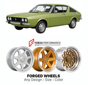 CUSTOM CLASSIC VINTAGE RESTOMOD RETRO OLD SCHOOL FORGED WHEELS RIMS for RENAULT 17 1971 - 1979

Custom forged wheels for Renault 17 1971 - 1979. Classic, vintage, restomod wheel designs made to order in custom sizes, offsets, colors and finishes.

We manufacture premium quality forged wheels rims for Renault 17 1971 - 1979 in any design, size, color.

THIS WHEEL DESIGN CAN BE CUSTOM-MADE FOR YOUR CAR IN ANY SIZE AND COLOR OPTIONS
Available in monoblock, 2-piece, 3-piece, duoblock, beadlock
3D wheel renderin