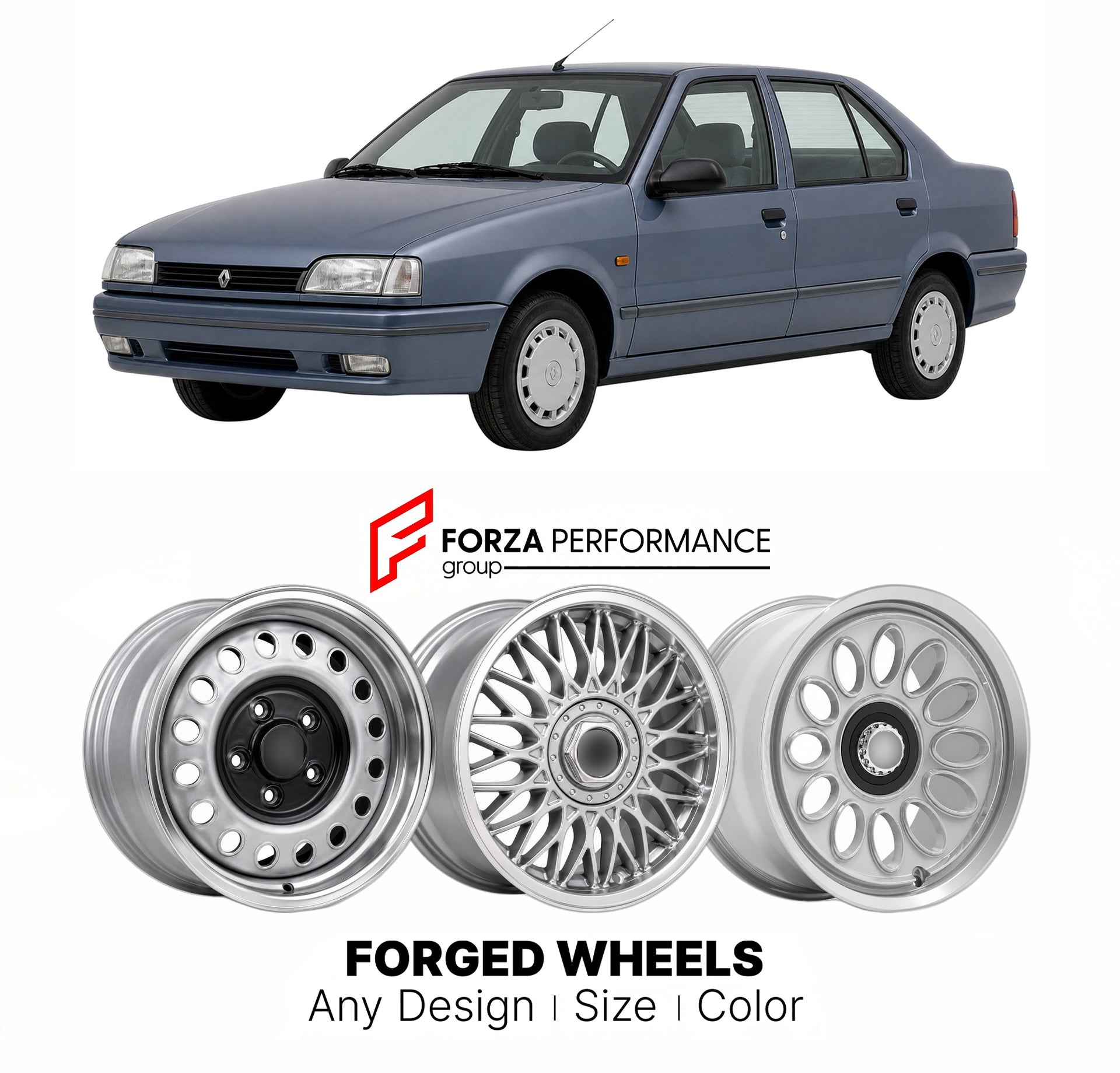 CUSTOM CLASSIC VINTAGE RESTOMOD RETRO OLD SCHOOL FORGED WHEELS RIMS for RENAULT 19 1988 - 1996

Custom forged wheels for Renault 19 1988 - 1996. Classic, vintage, restomod wheel designs made to order in custom sizes, offsets, colors and finishes.

We manufacture premium quality forged wheels rims for Renault 19 1988 - 1996 in any design, size, color.

THIS WHEEL DESIGN CAN BE CUSTOM-MADE FOR YOUR CAR IN ANY SIZE AND COLOR OPTIONS
Available in monoblock, 2-piece, 3-piece, duoblock, beadlock
3D wheel renderin
