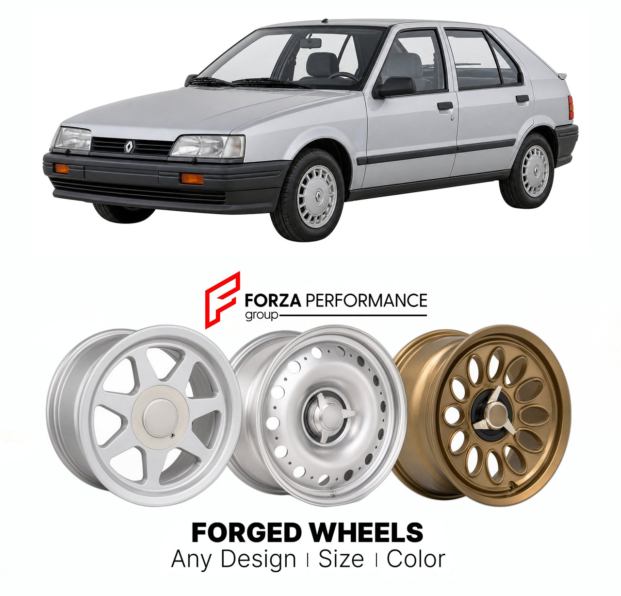 CUSTOM CLASSIC VINTAGE RESTOMOD RETRO OLD SCHOOL FORGED WHEELS RIMS for RENAULT 19 1988 - 1997

Custom forged wheels for Renault 19 1988 - 1997. Classic, vintage, restomod wheel designs made to order in custom sizes, offsets, colors and finishes.

We manufacture premium quality forged wheels rims for Renault 19 1988 - 1997 in any design, size, color.

THIS WHEEL DESIGN CAN BE CUSTOM-MADE FOR YOUR CAR IN ANY SIZE AND COLOR OPTIONS
Available in monoblock, 2-piece, 3-piece, duoblock, beadlock
3D wheel renderin