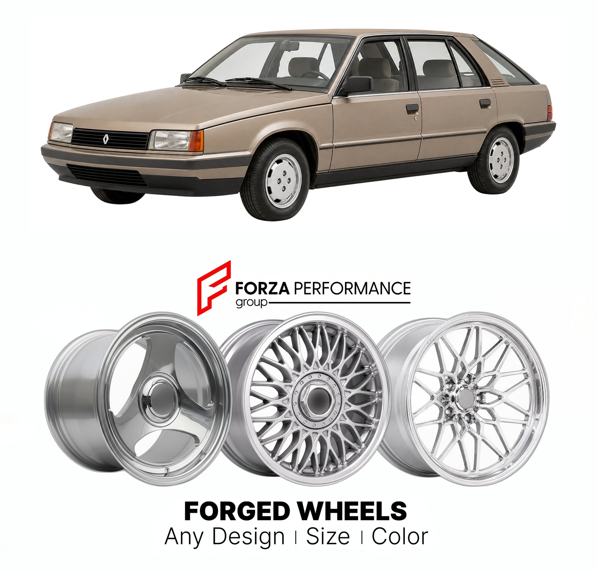 CUSTOM CLASSIC VINTAGE RESTOMOD RETRO OLD SCHOOL FORGED WHEELS RIMS for RENAULT 25 1983 - 1992

Custom forged wheels for Renault 25 1983 - 1992. Classic, vintage, restomod wheel designs made to order in custom sizes, offsets, colors and finishes.

We manufacture premium quality forged wheels rims for Renault 25 1983 - 1992 in any design, size, color.

THIS WHEEL DESIGN CAN BE CUSTOM-MADE FOR YOUR CAR IN ANY SIZE AND COLOR OPTIONS
Available in monoblock, 2-piece, 3-piece, duoblock, beadlock
3D wheel renderin