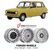 CUSTOM CLASSIC VINTAGE RESTOMOD RETRO OLD SCHOOL FORGED WHEELS RIMS for RENAULT 5 1972 - 1985

Custom forged wheels for Renault 5 1972 - 1985. Classic, vintage, restomod wheel designs made to order in custom sizes, offsets, colors and finishes.

We manufacture premium quality forged wheels rims for Renault 5 1972 - 1985 in any design, size, color.

THIS WHEEL DESIGN CAN BE CUSTOM-MADE FOR YOUR CAR IN ANY SIZE AND COLOR OPTIONS
Available in monoblock, 2-piece, 3-piece, duoblock, beadlock
3D wheel renderings 