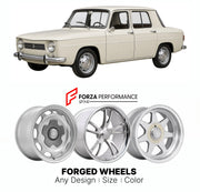 CUSTOM CLASSIC VINTAGE RESTOMOD RETRO OLD SCHOOL FORGED WHEELS RIMS for RENAULT 8 1962 - 1973

Custom forged wheels for Renault 8 1962 - 1973. Classic, vintage, restomod wheel designs made to order in custom sizes, offsets, colors and finishes.

We manufacture premium quality forged wheels rims for Renault 8 1962 - 1973 in any design, size, color.

THIS WHEEL DESIGN CAN BE CUSTOM-MADE FOR YOUR CAR IN ANY SIZE AND COLOR OPTIONS
Available in monoblock, 2-piece, 3-piece, duoblock, beadlock
3D wheel renderings 