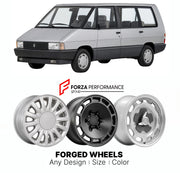 CUSTOM CLASSIC VINTAGE RESTOMOD RETRO OLD SCHOOL FORGED WHEELS RIMS for RENAULT ESPACE MK 1 1984 - 1991

Custom forged wheels for Renault Espace MK 1 1984 - 1991. Classic, vintage, restomod wheel designs made to order in custom sizes, offsets, colors and finishes.

We manufacture premium quality forged wheels rims for Renault Espace MK 1 1984 - 1991 in any design, size, color.

THIS WHEEL DESIGN CAN BE CUSTOM-MADE FOR YOUR CAR IN ANY SIZE AND COLOR OPTIONS
Available in monoblock, 2-piece, 3-piece, duoblock,