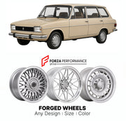 CUSTOM CLASSIC VINTAGE RESTOMOD RETRO OLD SCHOOL FORGED WHEELS RIMS for RENAULT LARGE MPV 18 1978 - 1989

Custom forged wheels for Renault Large MPV 18 1978 - 1989. Classic, vintage, restomod wheel designs made to order in custom sizes, offsets, colors and finishes.

We manufacture premium quality forged wheels rims for Renault Large MPV 18 1978 - 1989 in any design, size, color.

THIS WHEEL DESIGN CAN BE CUSTOM-MADE FOR YOUR CAR IN ANY SIZE AND COLOR OPTIONS
Available in monoblock, 2-piece, 3-piece, duoblo