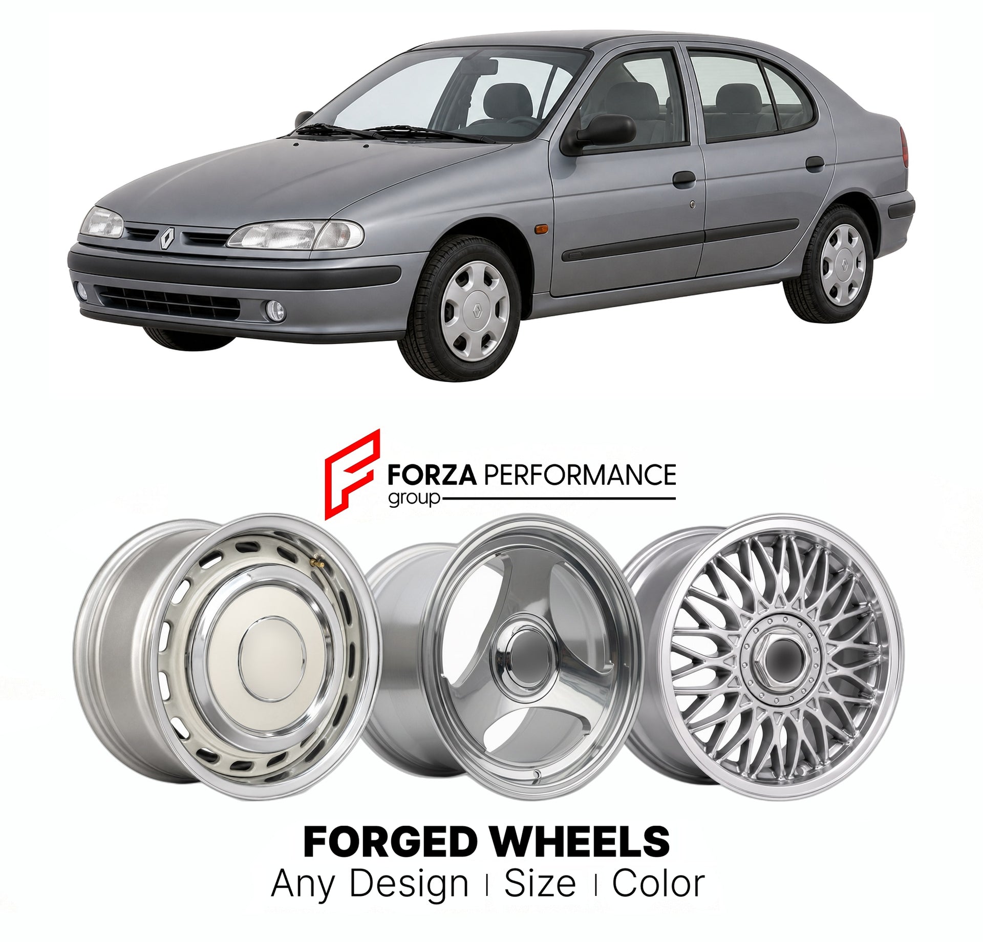 CUSTOM CLASSIC VINTAGE RESTOMOD RETRO OLD SCHOOL FORGED WHEELS RIMS for RENAULT MEGANE I CLASSIC 1996 - 2002

Custom forged wheels for Renault Megane I Classic 1996 - 2002. Classic, vintage, restomod wheel designs made to order in custom sizes, offsets, colors and finishes.

We manufacture premium quality forged wheels rims for Renault Megane I Classic 1996 - 2002 in any design, size, color.

THIS WHEEL DESIGN CAN BE CUSTOM-MADE FOR YOUR CAR IN ANY SIZE AND COLOR OPTIONS
Available in monoblock, 2-piece, 3-p