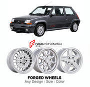 CUSTOM CLASSIC VINTAGE RESTOMOD RETRO OLD SCHOOL FORGED WHEELS RIMS for RENAULT SUPER 5 GT TURBO 1985 - 1991

Custom forged wheels for Renault Super 5 GT Turbo 1985 - 1991. Classic, vintage, restomod wheel designs made to order in custom sizes, offsets, colors and finishes.

We manufacture premium quality forged wheels rims for Renault Super 5 GT Turbo 1985 - 1991 in any design, size, color.

THIS WHEEL DESIGN CAN BE CUSTOM-MADE FOR YOUR CAR IN ANY SIZE AND COLOR OPTIONS
Available in monoblock, 2-piece, 3-p