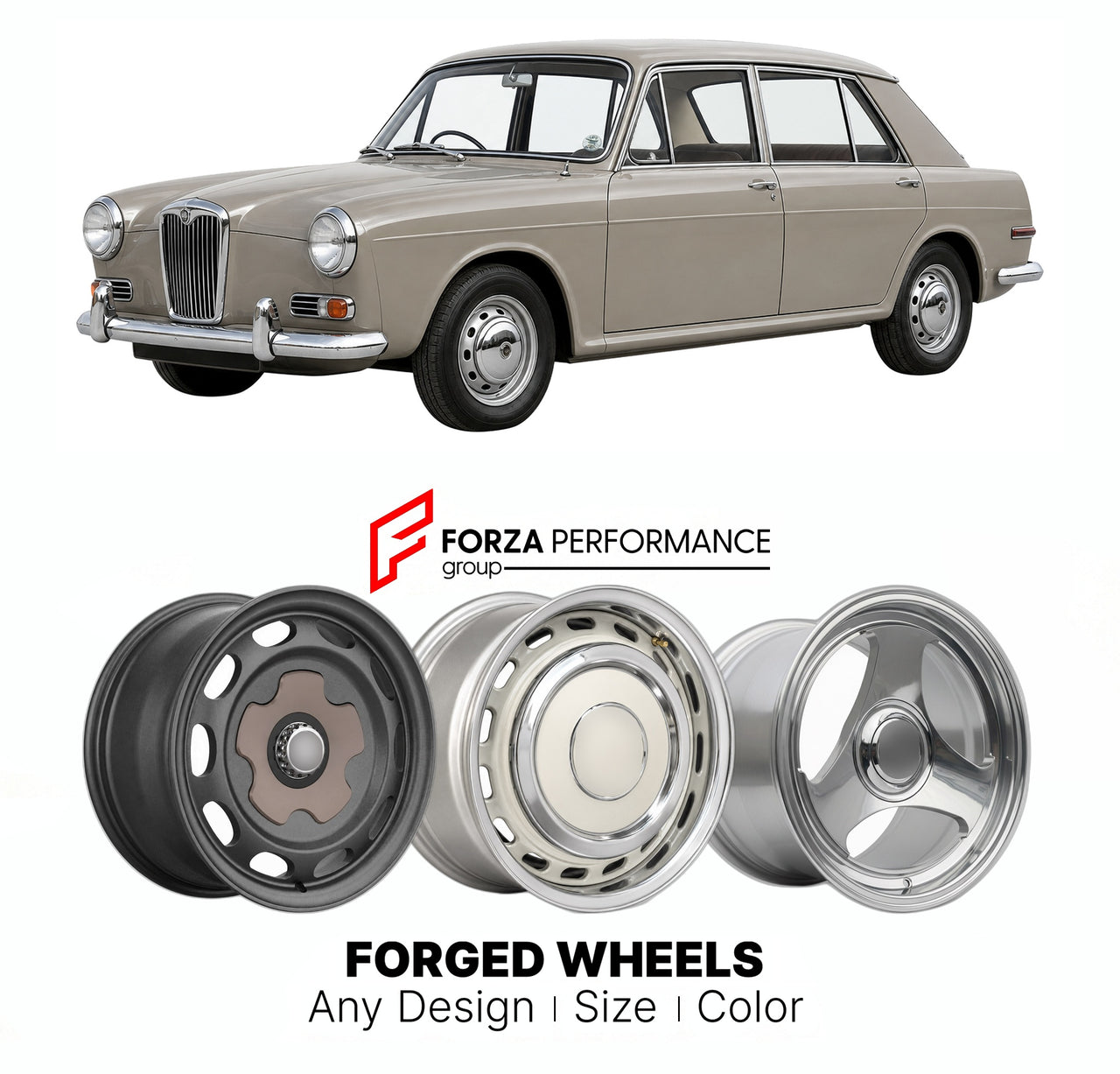 CUSTOM CLASSIC VINTAGE RESTOMOD RETRO OLD SCHOOL FORGED WHEELS RIMS for RILEY ADO16 KESTREL 1965 - 1969

Custom forged wheels for Riley ADO16 Kestrel 1965 - 1969. Classic, vintage, restomod wheel designs made to order in custom sizes, offsets, colors and finishes.

We manufacture premium quality forged wheels rims for Riley ADO16 Kestrel 1965 - 1969 in any design, size, color.

THIS WHEEL DESIGN CAN BE CUSTOM-MADE FOR YOUR CAR IN ANY SIZE AND COLOR OPTIONS
Available in monoblock, 2-piece, 3-piece, duoblock,