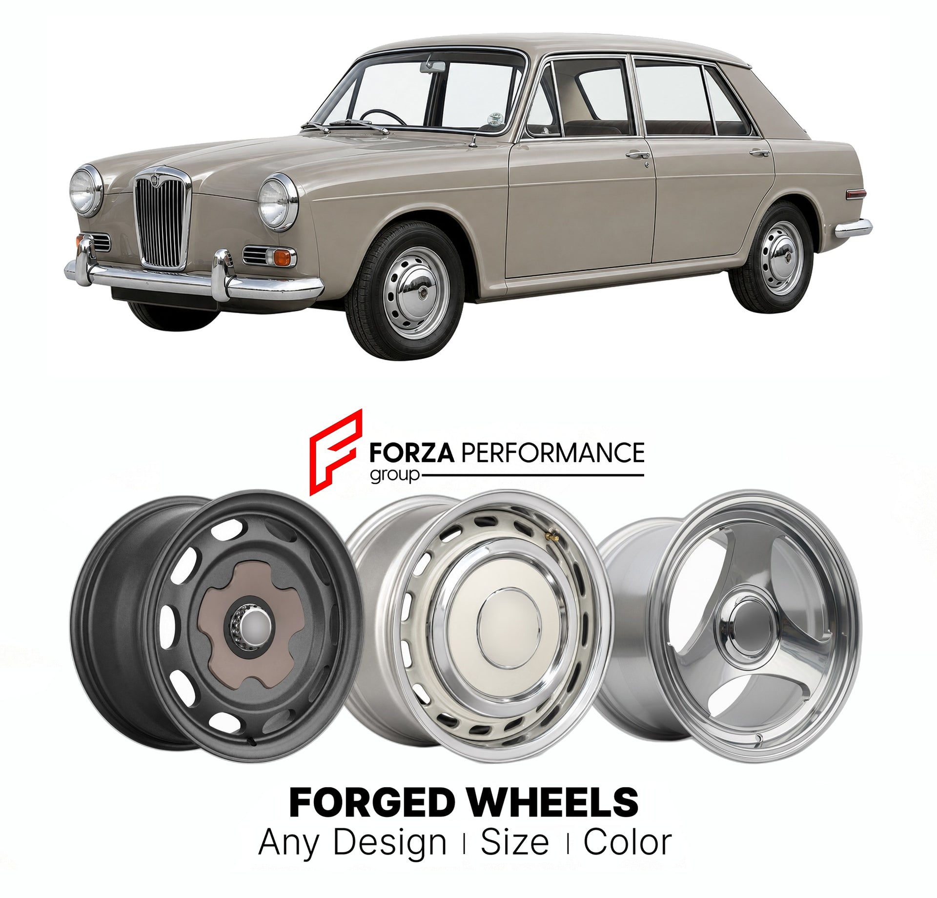 CUSTOM CLASSIC VINTAGE RESTOMOD RETRO OLD SCHOOL FORGED WHEELS RIMS for RILEY ADO16 KESTREL 1965 - 1969

Custom forged wheels for Riley ADO16 Kestrel 1965 - 1969. Classic, vintage, restomod wheel designs made to order in custom sizes, offsets, colors and finishes.

We manufacture premium quality forged wheels rims for Riley ADO16 Kestrel 1965 - 1969 in any design, size, color.

THIS WHEEL DESIGN CAN BE CUSTOM-MADE FOR YOUR CAR IN ANY SIZE AND COLOR OPTIONS
Available in monoblock, 2-piece, 3-piece, duoblock,