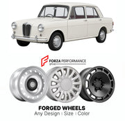 CUSTOM CLASSIC VINTAGE RESTOMOD RETRO OLD SCHOOL FORGED WHEELS RIMS for RILEY ELF ADO15 1961 - 1969

Custom forged wheels for Riley Elf ADO15 1961 - 1969. Classic, vintage, restomod wheel designs made to order in custom sizes, offsets, colors and finishes.

We manufacture premium quality forged wheels rims for Riley Elf ADO15 1961 - 1969 in any design, size, color.

THIS WHEEL DESIGN CAN BE CUSTOM-MADE FOR YOUR CAR IN ANY SIZE AND COLOR OPTIONS
Available in monoblock, 2-piece, 3-piece, duoblock, beadlock
3D
