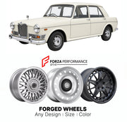 CUSTOM CLASSIC VINTAGE RESTOMOD RETRO OLD SCHOOL FORGED WHEELS RIMS for RILEY KESTREL 1300 1967 - 1969

Custom forged wheels for Riley Kestrel 1300 1967 - 1969. Classic, vintage, restomod wheel designs made to order in custom sizes, offsets, colors and finishes.

We manufacture premium quality forged wheels rims for Riley Kestrel 1300 1967 - 1969 in any design, size, color.

THIS WHEEL DESIGN CAN BE CUSTOM-MADE FOR YOUR CAR IN ANY SIZE AND COLOR OPTIONS
Available in monoblock, 2-piece, 3-piece, duoblock, be