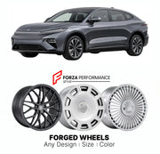 Custom forged wheels for Rising Auto SAIC F7 2023+. Made-to-order monoblock, 2-piece and 3-piece wheels in custom sizes, offsets, colors and finishes with guaranteed vehicle fitment.

We manufacture premium quality forged wheels rims for Rising Auto SAIC F7 2023+ in any design, size, color.

THIS WHEEL DESIGN CAN BE CUSTOM-MADE FOR YOUR CAR IN ANY SIZE AND COLOR OPTIONS
Available in monoblock, 2-piece, 3-piece, duoblock, beadlock
3D wheel renderings are provided according to the exact dimensions and specifi