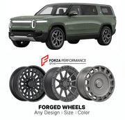 FORGED WHEELS RIMS for RIVIAN R1S 2022+

Custom forged wheels for Rivian R1S 2022+. Made-to-order monoblock, 2-piece and 3-piece rims in custom sizes, offsets, colors and finishes with guaranteed fitment.

We manufacture premium quality forged wheels rims for Rivian R1S 2022+ in any design, size, color.

THIS WHEEL DESIGN CAN BE CUSTOM-MADE FOR YOUR CAR IN ANY SIZE AND COLOR OPTIONS
Available in monoblock, 2-piece, 3-piece, duoblock, beadlock
3D wheel renderings are provided according to the exact dimension