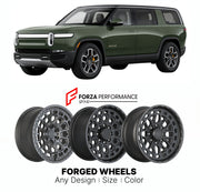 FORGED WHEELS RIMS for RIVIAN R1S QUAD-MOTOR 2022+

Custom forged wheels for Rivian R1S Quad-Motor 2022+. Made-to-order monoblock, 2-piece and 3-piece rims in custom sizes, offsets, colors and finishes with guaranteed fitment.

We manufacture premium quality forged wheels rims for Rivian R1S Quad-Motor 2022+ in any design, size, color.

THIS WHEEL DESIGN CAN BE CUSTOM-MADE FOR YOUR CAR IN ANY SIZE AND COLOR OPTIONS
Available in monoblock, 2-piece, 3-piece, duoblock, beadlock
3D wheel renderings are provided