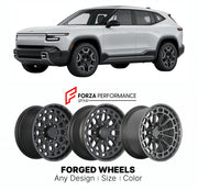 FORGED WHEELS RIMS for RIVIAN R3X 2026+

Custom forged wheels for Rivian R3X 2026+. Made-to-order monoblock, 2-piece and 3-piece rims in custom sizes, offsets, colors and finishes with guaranteed fitment.

We manufacture premium quality forged wheels rims for Rivian R3X 2026+ in any design, size, color.

THIS WHEEL DESIGN CAN BE CUSTOM-MADE FOR YOUR CAR IN ANY SIZE AND COLOR OPTIONS
Available in monoblock, 2-piece, 3-piece, duoblock, beadlock
3D wheel renderings are provided according to the exact dimension