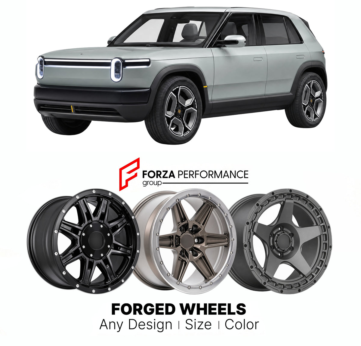 FORGED WHEELS RIMS for RIVIAN R2 STANDART 2027+

Custom forged wheels for Rivian R2 Standart 2027+. Made-to-order monoblock, 2-piece and 3-piece rims in custom sizes, offsets, colors and finishes with guaranteed fitment.

We manufacture premium quality forged wheels rims for Rivian R2 Standart 2027+ in any design, size, color.

THIS WHEEL DESIGN CAN BE CUSTOM-MADE FOR YOUR CAR IN ANY SIZE AND COLOR OPTIONS
Available in monoblock, 2-piece, 3-piece, duoblock, beadlock
3D wheel renderin