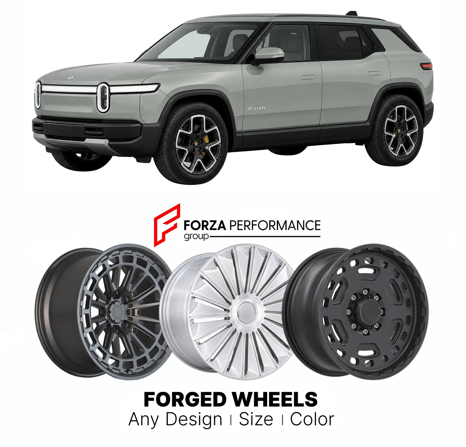 FORGED WHEELS RIMS for RIVIAN R3 PLANNED COMPACT CROSSOVER 2027+

Custom forged wheels for Rivian R3 Planned Compact Crossover 2027+. Made-to-order monoblock, 2-piece and 3-piece rims in custom sizes, offsets, colors and finishes with guaranteed fitment.

We manufacture premium quality forged wheels rims for Rivian R3 Planned Compact Crossover 2027+ in any design, size, color.

THIS WHEEL DESIGN CAN BE CUSTOM-MADE FOR YOUR CAR IN ANY SIZE AND COLOR OPTIONS
Available in monoblock, 2-piece, 3-piece, duoblock,