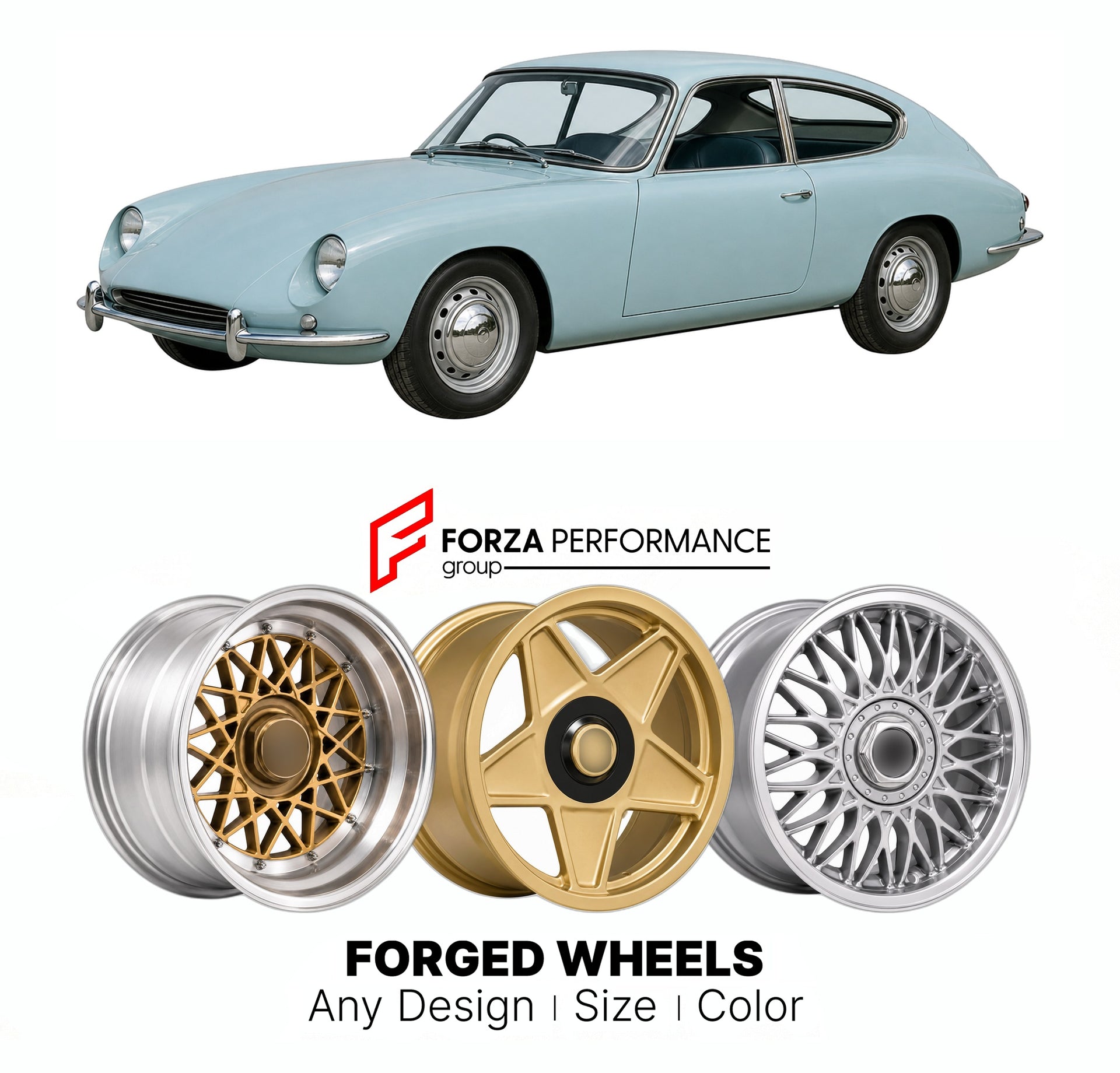 CUSTOM CLASSIC VINTAGE RESTOMOD RETRO OLD SCHOOL FORGED WHEELS RIMS for ROCHDALE OLYMPIC PHASE II 1963 - 1973

Custom forged wheels for Rochdale Olympic Phase II 1963 - 1973. Classic, vintage, restomod wheel designs made to order in custom sizes, offsets, colors and finishes.

We manufacture premium quality forged wheels rims for Rochdale Olympic Phase II 1963 - 1973 in any design, size, color.

THIS WHEEL DESIGN CAN BE CUSTOM-MADE FOR YOUR CAR IN ANY SIZE AND COLOR OPTIONS
Available in monoblock, 2-piece, 