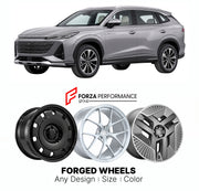 Custom forged wheels for Roewe SAIC D5X DMH 2024+. Made-to-order monoblock, 2-piece and 3-piece wheels in custom sizes, offsets, colors and finishes with guaranteed vehicle fitment.

We manufacture premium quality forged wheels rims for Roewe SAIC D5X DMH 2024+ in any design, size, color.

THIS WHEEL DESIGN CAN BE CUSTOM-MADE FOR YOUR CAR IN ANY SIZE AND COLOR OPTIONS
Available in monoblock, 2-piece, 3-piece, duoblock, beadlock
3D wheel renderings are provided according to the exact dimensions and specifica