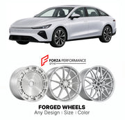Custom forged wheels for Roewe SAIC D7 2023+. Made-to-order monoblock, 2-piece and 3-piece wheels in custom sizes, offsets, colors and finishes with guaranteed vehicle fitment.

We manufacture premium quality forged wheels rims for Roewe SAIC D7 2023+ in any design, size, color.

THIS WHEEL DESIGN CAN BE CUSTOM-MADE FOR YOUR CAR IN ANY SIZE AND COLOR OPTIONS
Available in monoblock, 2-piece, 3-piece, duoblock, beadlock
3D wheel renderings are provided according to the exact dimensions and specifications requ