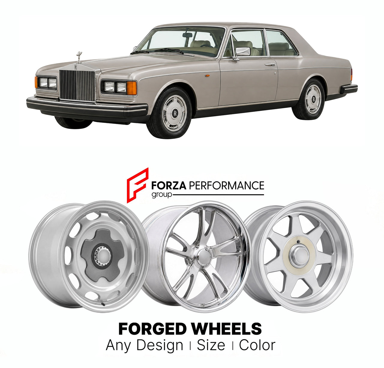 CUSTOM CLASSIC VINTAGE RESTOMOD RETRO OLD SCHOOL FORGED WHEELS RIMS for ROLLS-ROYCE CORNICHE III 1989 - 1993

Custom forged wheels for Rolls-Royce Corniche III 1989 - 1993. Classic, vintage, restomod wheel designs made to order in custom sizes, offsets, colors and finishes.

We manufacture premium quality forged wheels rims for Rolls-Royce Corniche III 1989 - 1993 in any design, size, color.

THIS WHEEL DESIGN CAN BE CUSTOM-MADE FOR YOUR CAR IN ANY SIZE AND COLOR OPTIONS
Available in monoblock, 2-piece, 3-p