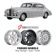 CUSTOM CLASSIC VINTAGE RESTOMOD RETRO OLD SCHOOL FORGED WHEELS RIMS for ROLLS-ROYCE SILVER CLOUD III 1963 - 1966

Custom forged wheels for Rolls-Royce Silver Cloud III 1963 - 1966. Classic, vintage, restomod wheel designs made to order in custom sizes, offsets, colors and finishes.

We manufacture premium quality forged wheels rims for Rolls-Royce Silver Cloud III 1963 - 1966 in any design, size, color.

THIS WHEEL DESIGN CAN BE CUSTOM-MADE FOR YOUR CAR IN ANY SIZE AND COLOR OPTIONS
Available in monoblock, 