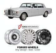 CUSTOM CLASSIC VINTAGE RESTOMOD RETRO OLD SCHOOL FORGED WHEELS RIMS for ROLLS-ROYCE SILVER SHADOW 1965 - 1980

Custom forged wheels for Rolls-Royce Silver Shadow 1965 - 1980. Classic, vintage, restomod wheel designs made to order in custom sizes, offsets, colors and finishes.

We manufacture premium quality forged wheels rims for Rolls-Royce Silver Shadow 1965 - 1980 in any design, size, color.

THIS WHEEL DESIGN CAN BE CUSTOM-MADE FOR YOUR CAR IN ANY SIZE AND COLOR OPTIONS
Available in monoblock, 2-piece, 