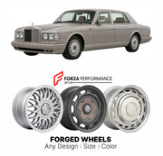 CUSTOM CLASSIC VINTAGE RESTOMOD RETRO OLD SCHOOL FORGED WHEELS RIMS for ROLLS-ROYCE SILVER SPH 1998 - 2002

Custom forged wheels for Rolls-Royce Silver Sph 1998 - 2002. Classic, vintage, restomod wheel designs made to order in custom sizes, offsets, colors and finishes.

We manufacture premium quality forged wheels rims for Rolls-Royce Silver Sph 1998 - 2002 in any design, size, color.

THIS WHEEL DESIGN CAN BE CUSTOM-MADE FOR YOUR CAR IN ANY SIZE AND COLOR OPTIONS
Available in monoblock, 2-piece, 3-piece, 